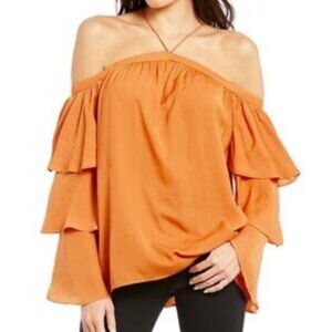 Gianna Bini Off-Shoulder Tiered Sleeve Women’s Top - Orange